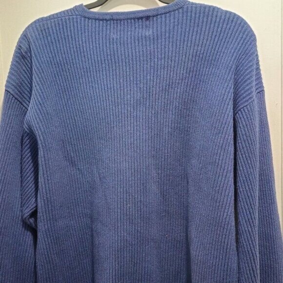 Vintage Creem Comp Menswear Blue Knit V-Neck Sweater XL - Picture 10 of 13